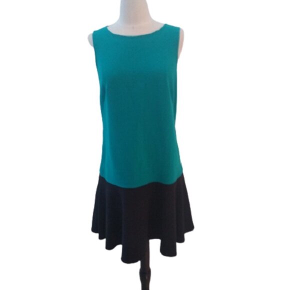 LOFT Sleeveless Sheath Colorblock Dress, Green/Black, size 6 - Picture 1 of 9